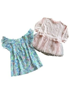 Bundle Seed Heritage Floral Eyelet Pastel Ruffled Dress Sweater Tutu Size 3T